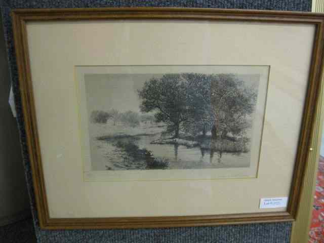 Appraisal: Edith Penman Etching ''Country Stream'' '' x '' image area