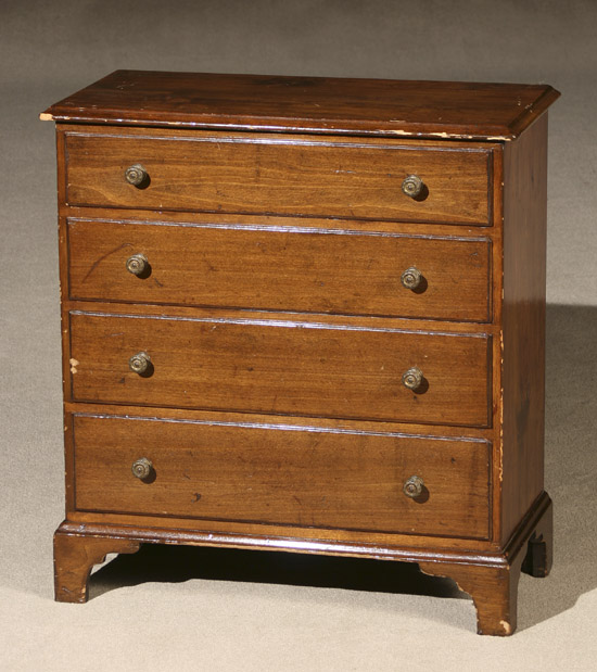 Appraisal: George III Style Mahogany Stained Fruitwood Diminutive Chest of Drawers