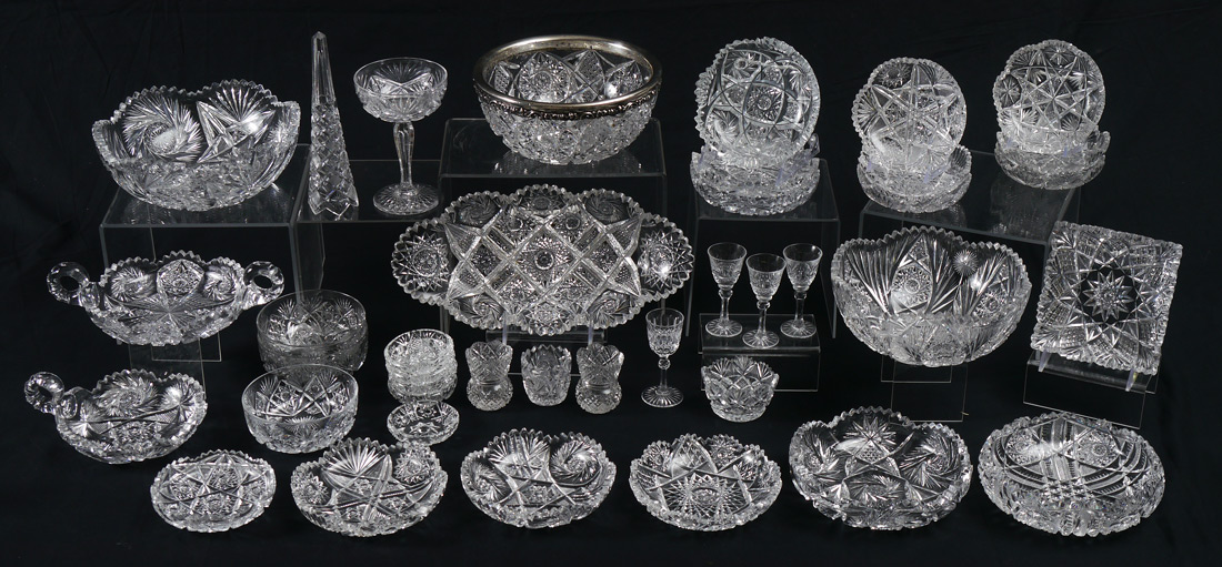 Appraisal: MEGA ESTATE LOT OF BRILLIANT PERIOD CUT GLASS Approx pieces