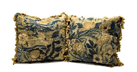 Appraisal: Pair of Flemish Tapestry Upholstered Cushions Estimate -