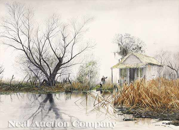 Appraisal: David Noll American Louisiana th c Louisiana Shanty watercolor on