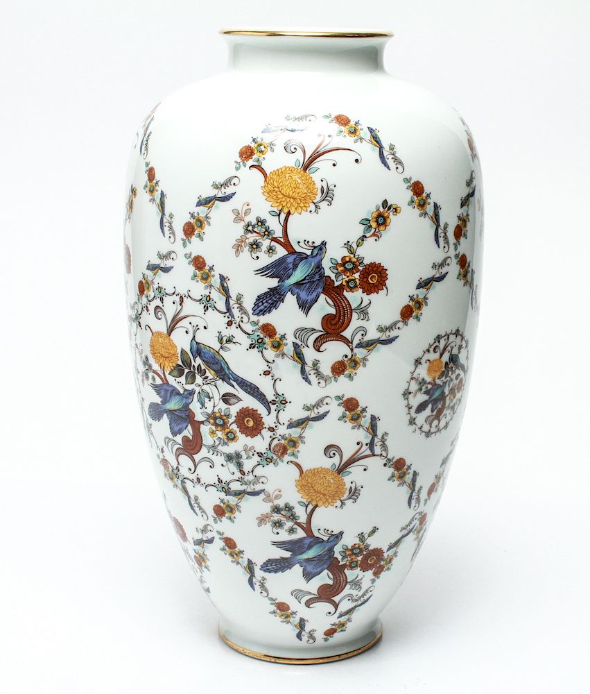 Appraisal: Rosenthal Porcelain Vase with Birds Flowers Rosenthal German porcelain Chinoiserie