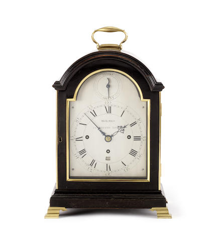 Appraisal: A good late th century ebonised quarter chiming table clock