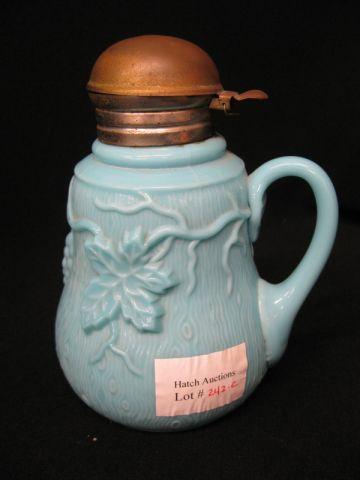 Appraisal: Victorian Blue Milk Glass Syrup Pitcher Northwood Aqua Grape glass