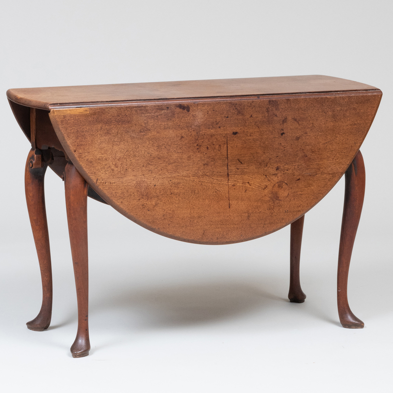 Appraisal: George II Mahogany Drop Leaf Table Fitted with one drawer