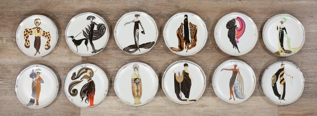 Appraisal: House of Erte porcelain plates by The Franklin Mint Plum