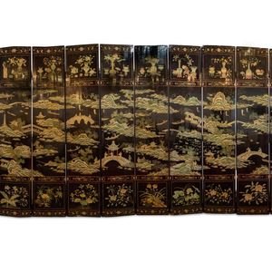 Appraisal: A Chinese Coromandel Twelve-Panel Screen TH CENTURY two-sided Height feet