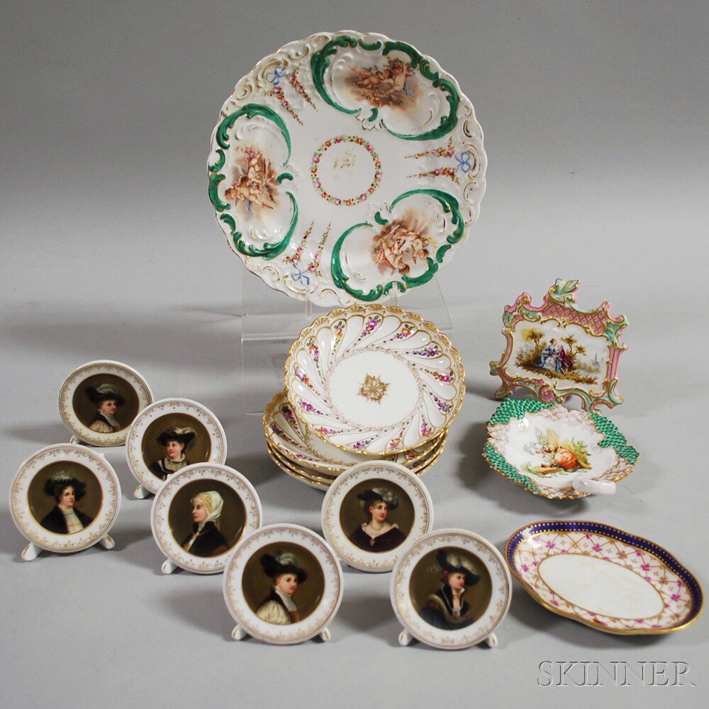 Appraisal: Fifteen Small Ceramic Items eight portrait plaques a set of