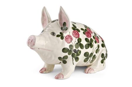 Appraisal: WEMYSS LARGE PIG FIGURE POST decorated by Joe Nekola with