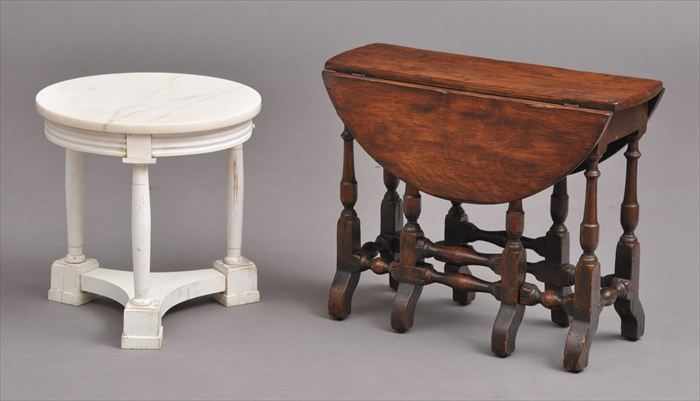 Appraisal: DIMINUTIVE WILLIAM AND MARY-STYLE OAK GATE-LEG TABLE The rectangular top