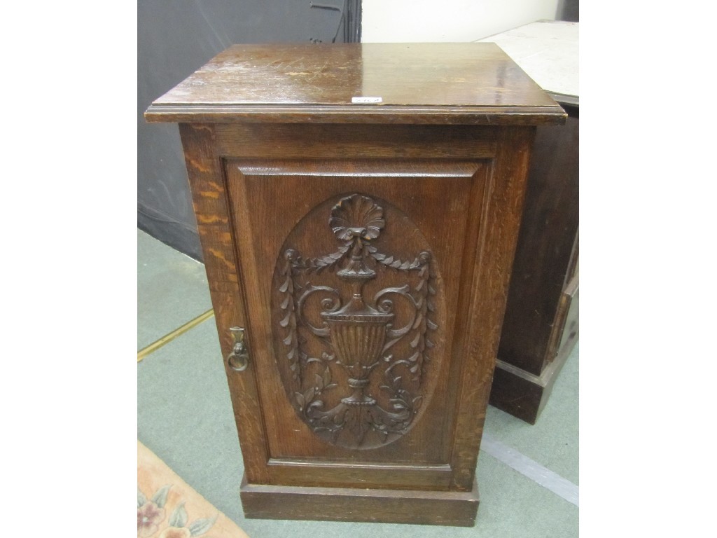 Appraisal: Carved oak bedside cabinet