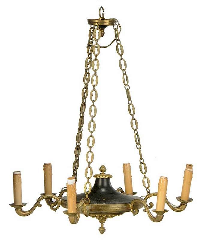 Appraisal: Empire Style Parcel Gilt Hanging Fixture modern bronze and composite