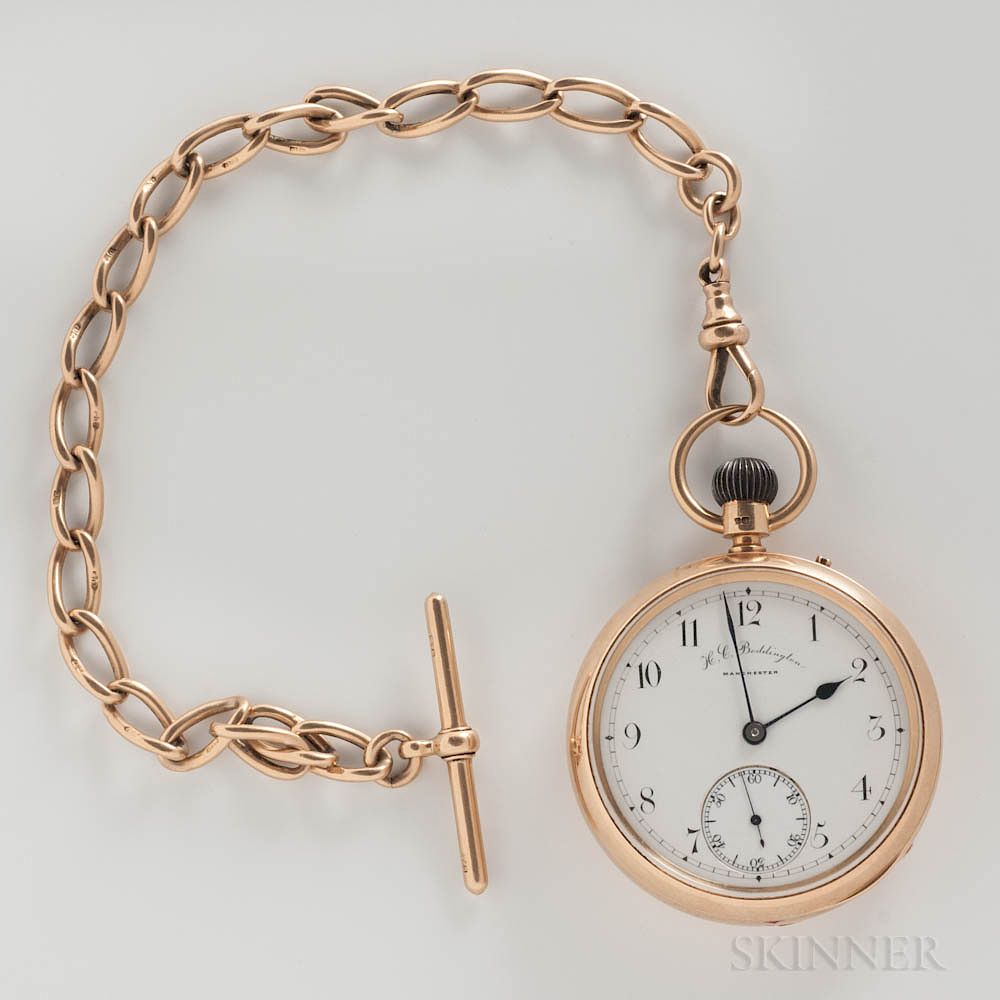 Appraisal: kt Gold H L Boddington Open-face Watch with Chain kt