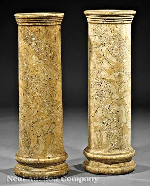 Appraisal: A Pair of Antique Classical Scagliola Pedestals th c circular