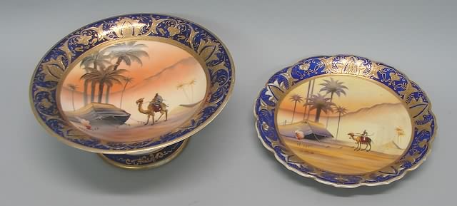 Appraisal: Compote and plate featuring camel and rider theme both with