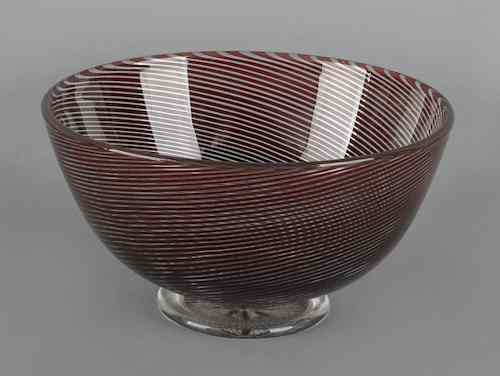 Appraisal: Edward Hald Orrefors swirl glass bowl singed on base h