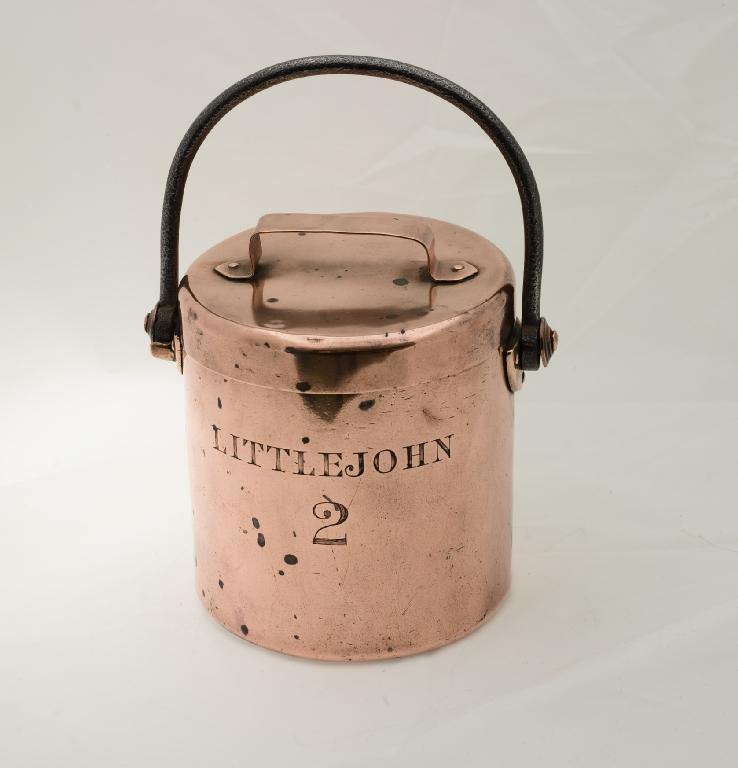 Appraisal: th CENTURY COPPER MINER'S LUNCH BUCKET of cylindrical form fitted