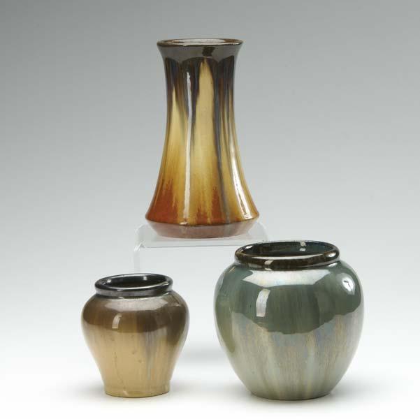 Appraisal: FULPER Three vases two covered in Cat s Eye Flambe