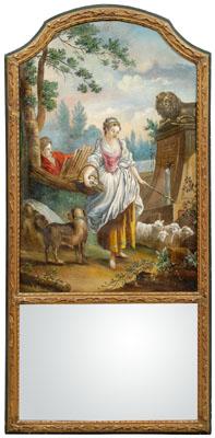 Appraisal: Louis XVI style gilt trumeau oil on canvas panel depicting