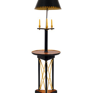 Appraisal: A Neoclassical Style Faux Tortoiseshell and Ebonized Tole Floor Lamp