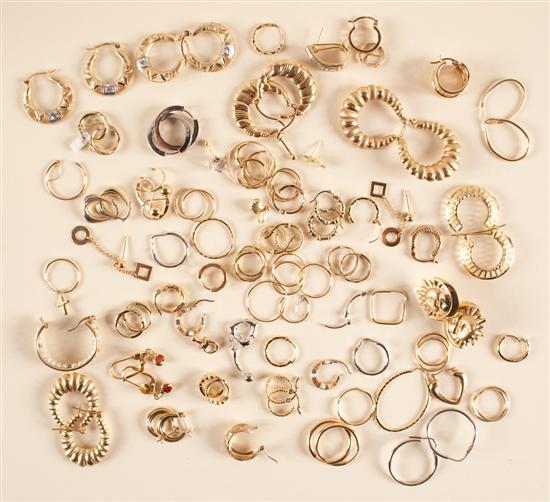 Appraisal: Assorted gold hoop and post earrings grams