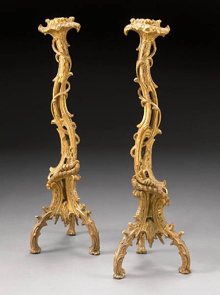 Appraisal: A pair of Italian Rococo giltwood torcheres mid th century