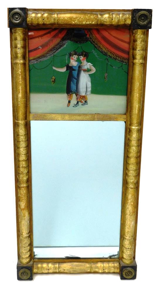 Appraisal: MIRROR th C Federal gilt wall mirror top reverse painted