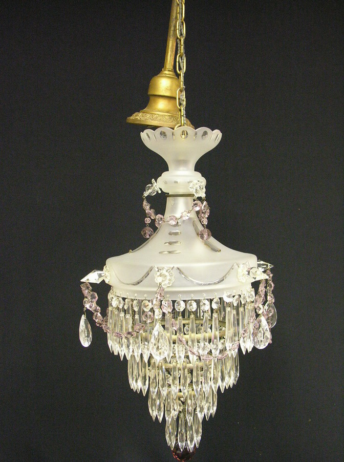 Appraisal: s CRYSTAL AND GLASS CHANDELIER Circa 's thru 's Size