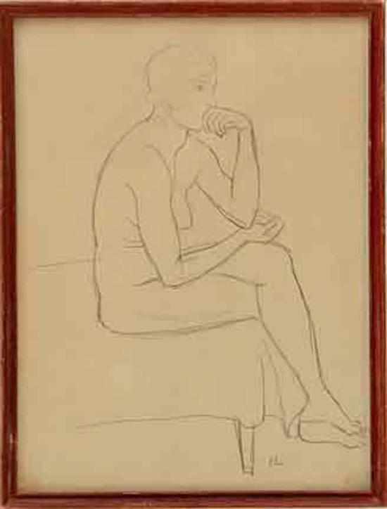 Appraisal: Hilding Linnqvist Swedish - FEMALE NUDE SKETCH graphite on paper