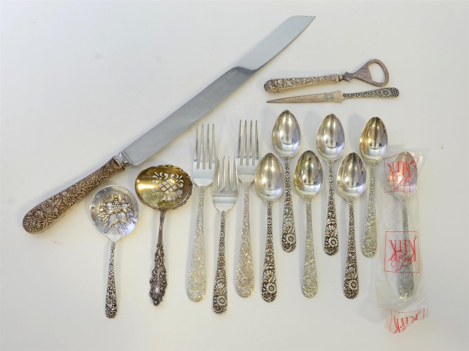 Appraisal: pieces S Kirk Son Sterling Repousse flatware to include spoons