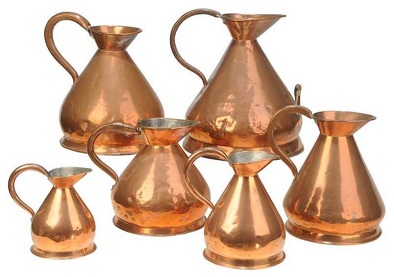 Appraisal: Six Graduated Haystack Copper Wine Measures British th century six