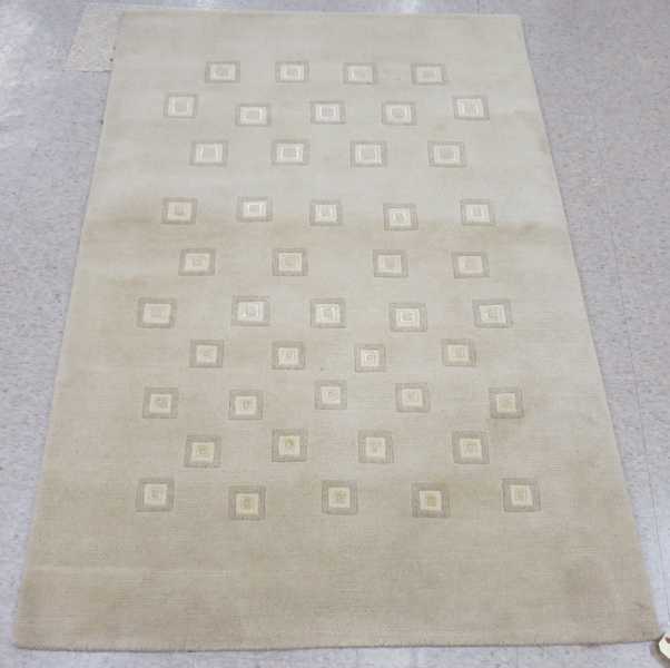 Appraisal: CONTEMPORARY HAND KNOTTED AREA RUG Indo-Gabbeh repeating -tone squares on