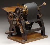 Appraisal: UNIVERSAL CIGAR BRANDING PRINTING MACHINE Elaborate cast iron hand crank