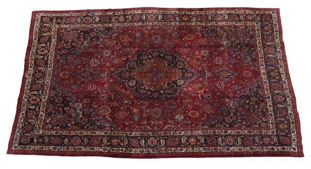 Appraisal: Hand-tied Persian Mashad rug approx ' l ' w