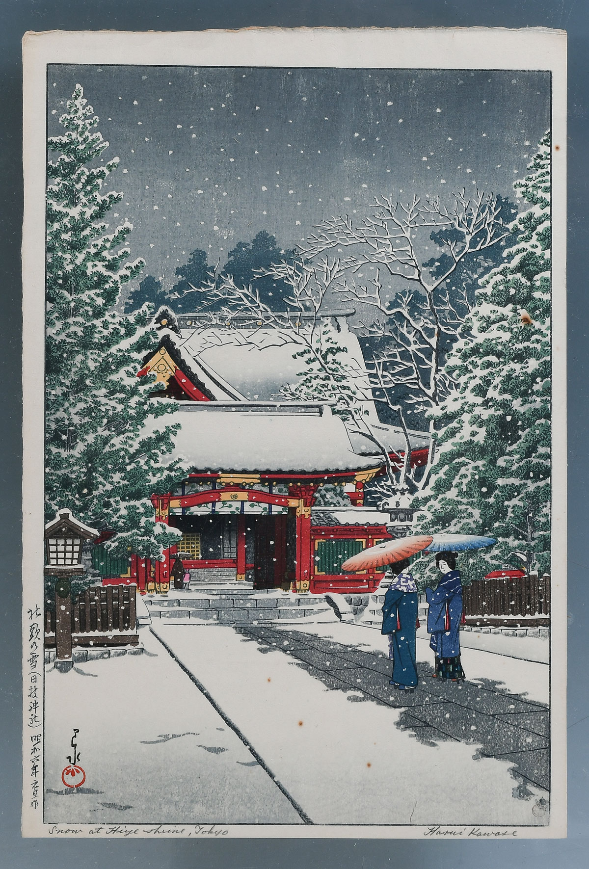 Appraisal: KAWASE Hasui Japanese - ''Snow at Hie Shrine Tokyo'' Woodblock