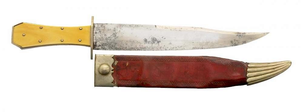 Appraisal: Coffin Hilted Bowie Knife with Blade marked Butcher Circa Blade