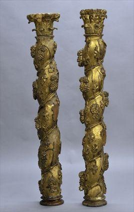 Appraisal: PAIR OF ITALIAN BAROQUE GILTWOOD COLUMNS x in