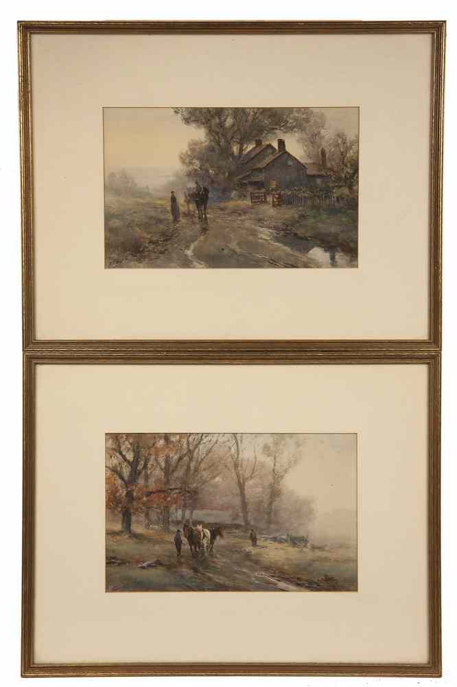 Appraisal: PAIR WATERCOLORS - Bucks County Pennsylvania Farm Scenes by Frank