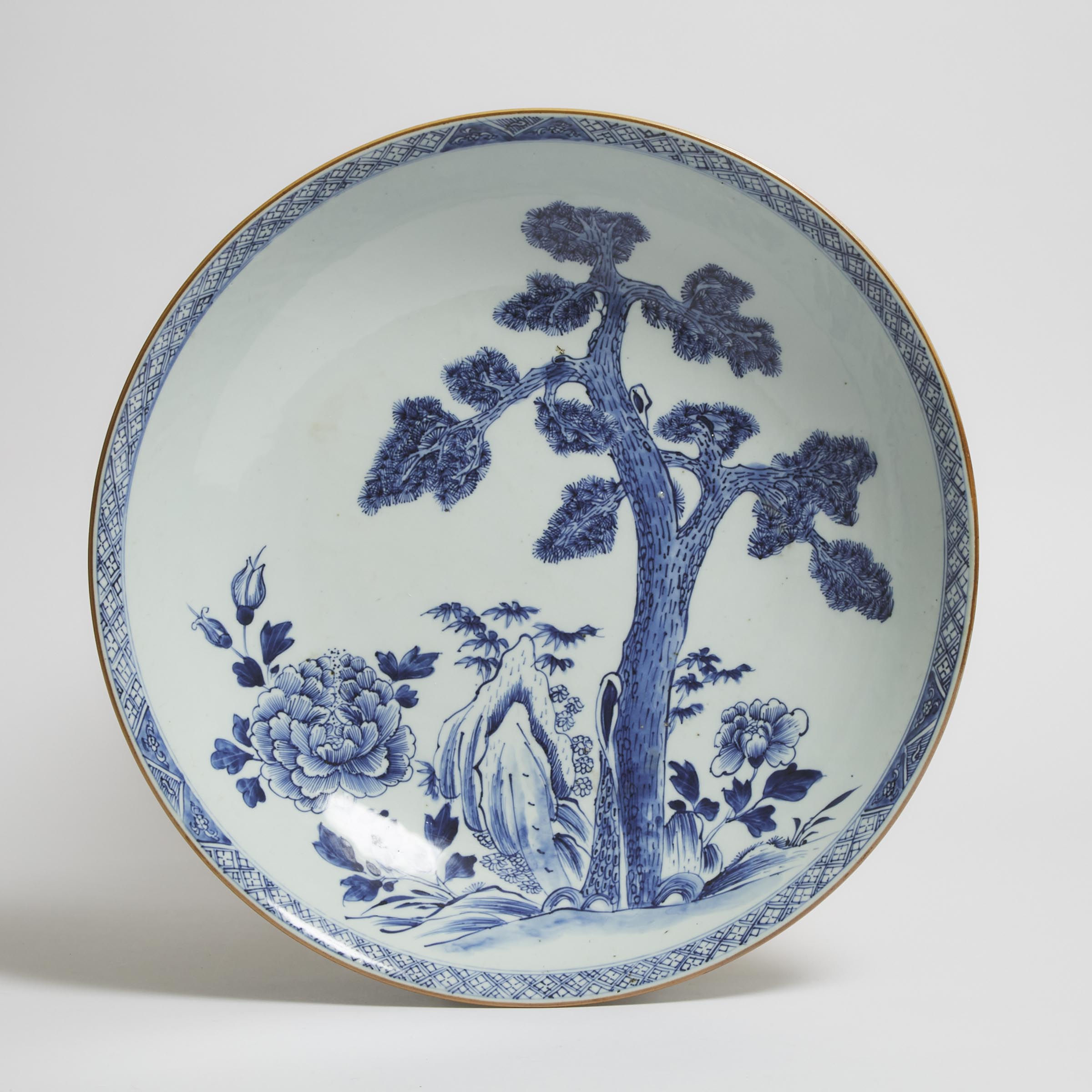 Appraisal: A Large Blue and White 'Pine and Flowers' Plate th