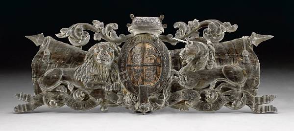 Appraisal: A Victorian carved pine royal coat of arms th century