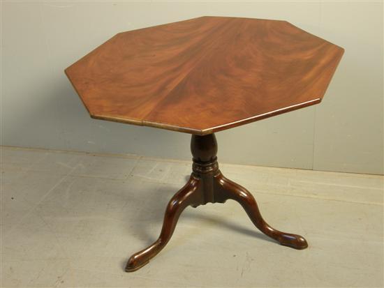 Appraisal: th century mahogany hexagonal table on tripod base h w