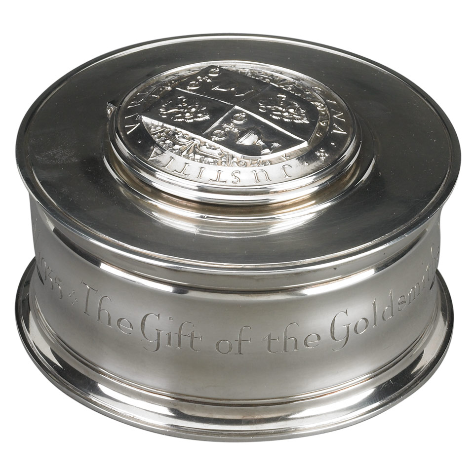 Appraisal: English Silver George V Silver Jubilee Inkwell Sebastian Garrard London