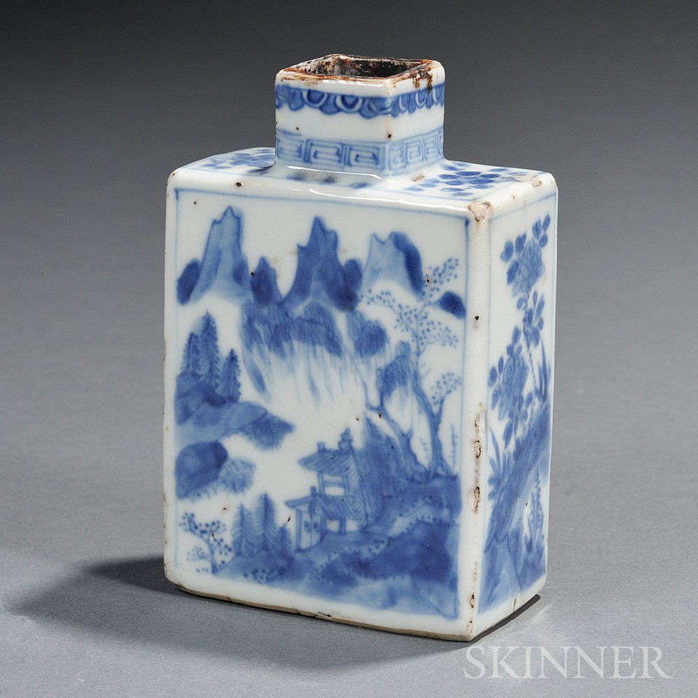 Appraisal: Blue and White Bottle China th th century square decorated