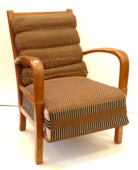 Appraisal: A BEECH OCCASIONAL CHAIR Circa The upholstered back and seat