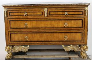 Appraisal: Maitland Smith Empire style leather top commode Maitland Smith unmarked