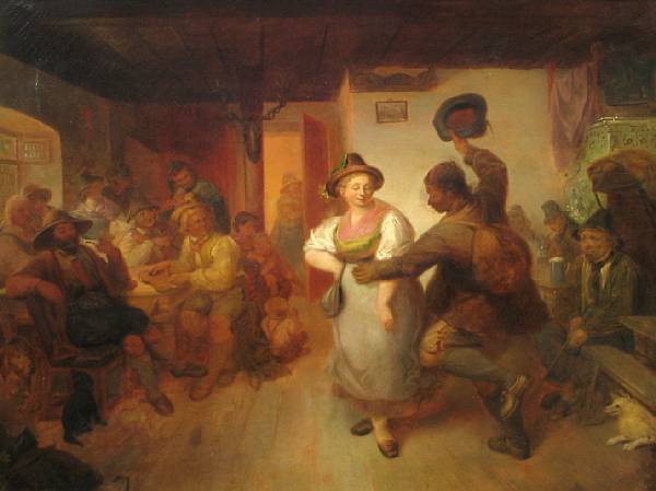 Appraisal: German School th century Dancers in a tavern oil on