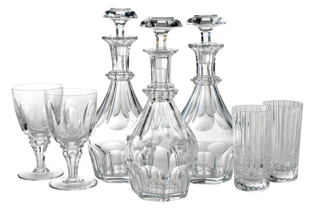 Appraisal: Pieces Baccarat and Baccarat Style Drinkware Continental comprising three lidded