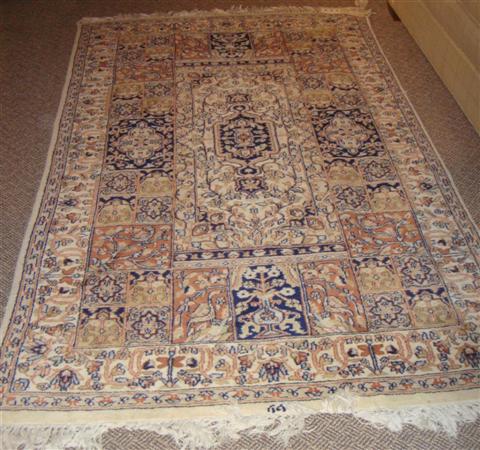 Appraisal: TURKISH YAMAL - CREAM BRICK BLACK AND BLUE DESIGNED RUG