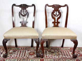 Appraisal: Lot of Pair of hand carved Chippendale style chairs Lot