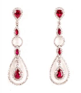 Appraisal: Pair k White Gold Ruby Diamond Earrings Pair of ladies